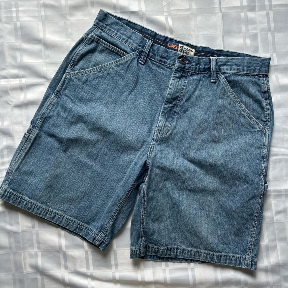 Urban Star Blue Denim Carpenter Style Vintage 90s Baggy Shorts